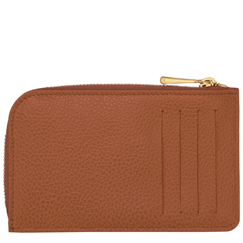 Longchamp Le Foulonné Card holder - Leather Caramel | 0374-BVHPL