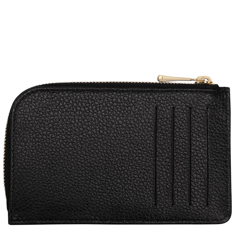 Longchamp Le Foulonné Card holder - Leather Siyah | 3147-XRTJZ