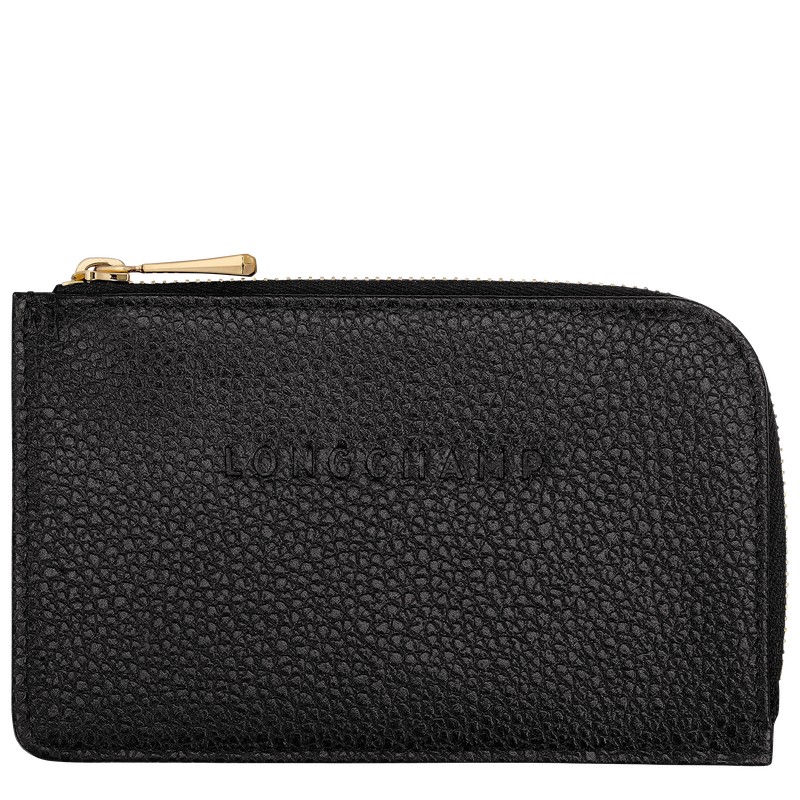 Longchamp Le Foulonné Card holder - Leather Siyah | 3147-XRTJZ