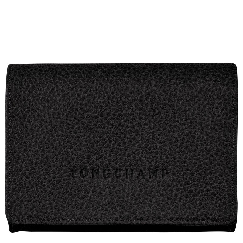 Longchamp Le Foulonné Coin purse - Leather Siyah | 8071-HJQCI