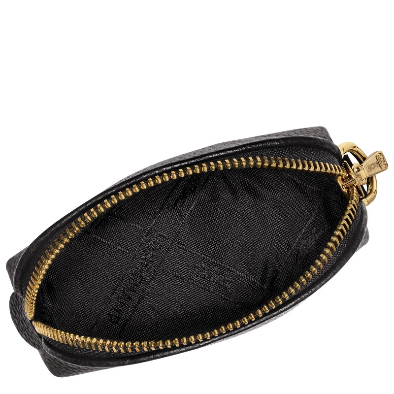 Longchamp Le Foulonné Coin purse - Leather Siyah | 0652-CGMQX