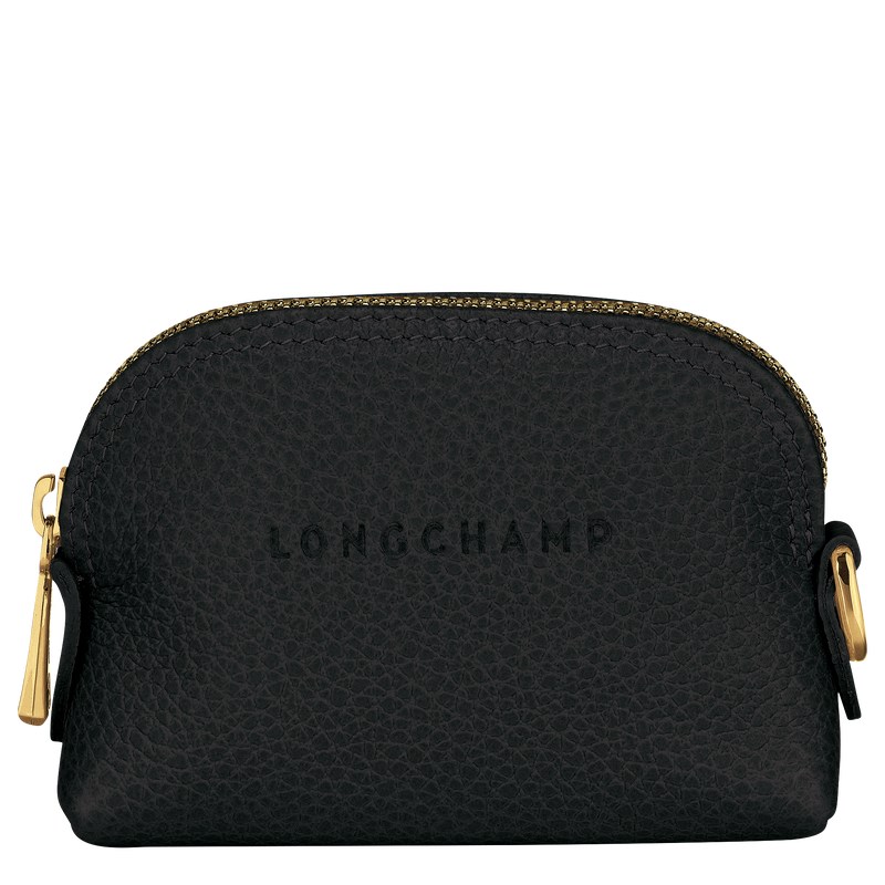 Longchamp Le Foulonné Coin purse - Leather Siyah | 0652-CGMQX