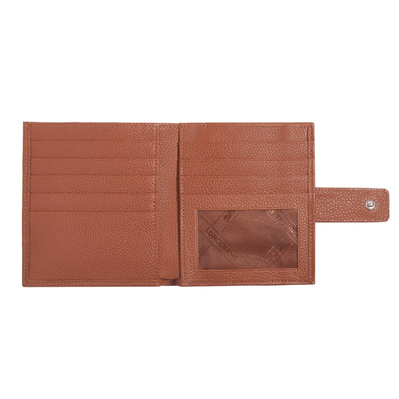 Longchamp Le Foulonné Compact wallet - Leather Caramel | 8279-VTUBD