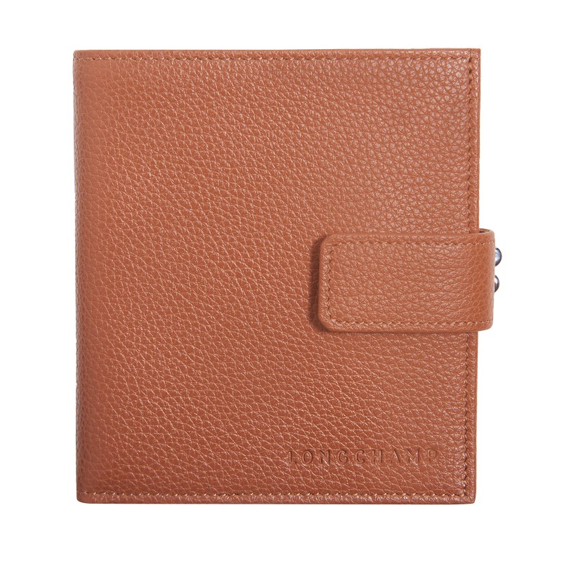 Longchamp Le Foulonné Compact wallet - Leather Caramel | 8279-VTUBD