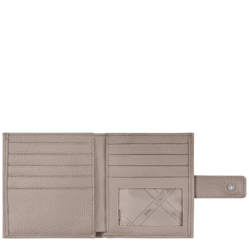 Longchamp Le Foulonné Compact wallet - Leather Turtledove | 9450-ZPJMQ