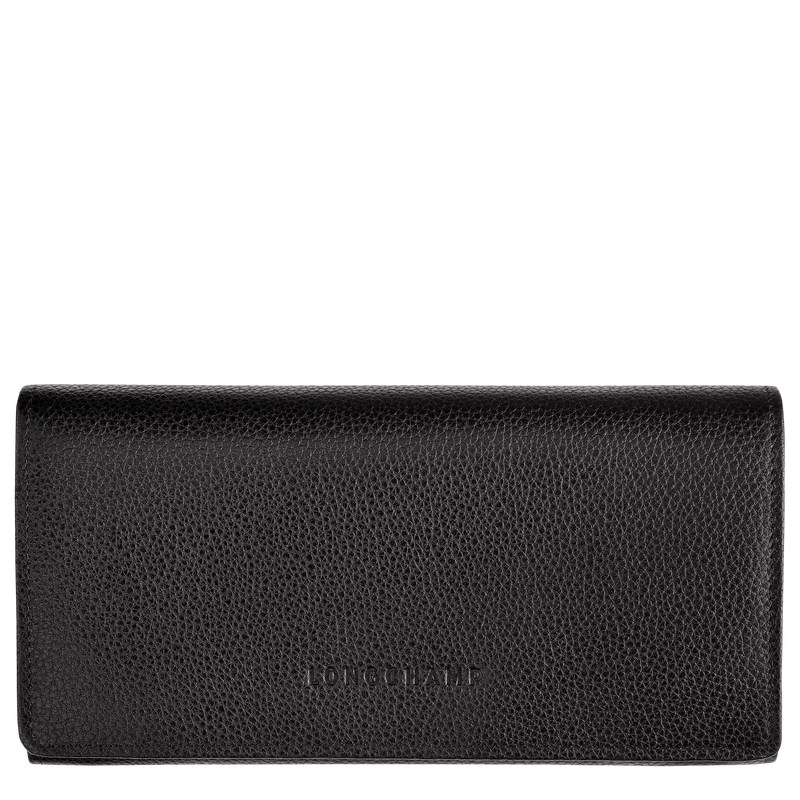 Longchamp Le Foulonné Continental wallet - Leather Siyah | 7024-OUVBN