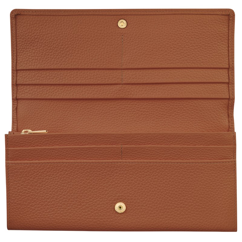 Longchamp Le Foulonné Continental wallet - Leather Caramel | 4108-QWEBS