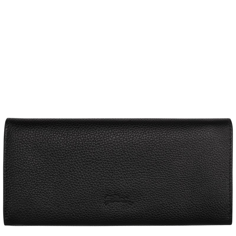 Longchamp Le Foulonné Continental wallet - Leather Siyah | 5764-XLTVD