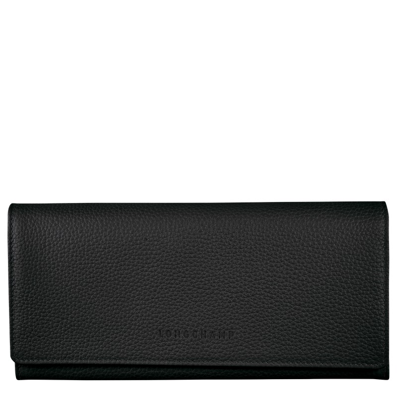 Longchamp Le Foulonné Continental wallet - Leather Siyah | 5764-XLTVD