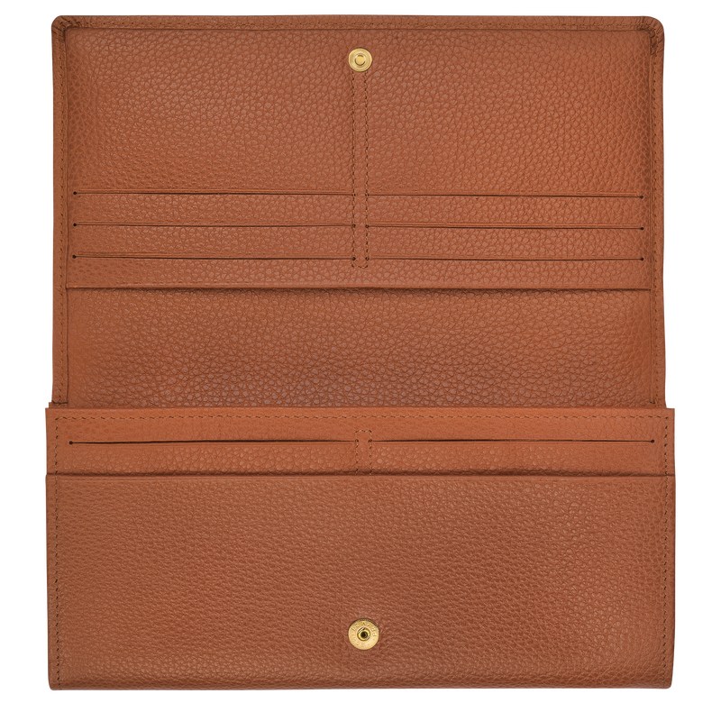 Longchamp Le Foulonné Continental wallet - Leather Caramel | 4861-INRTD