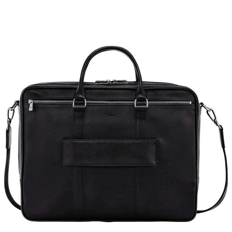 Longchamp Le Foulonné L Briefcase - Leather Siyah | 3280-RYXZO