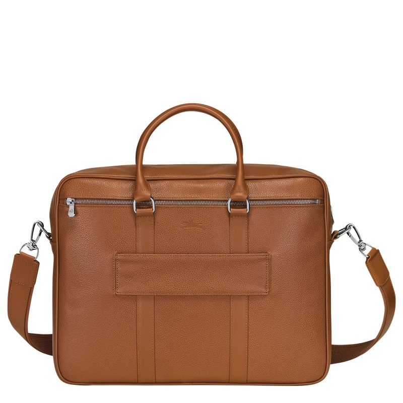 Longchamp Le Foulonné M Briefcase - Leather Caramel | 2759-ZHQMV