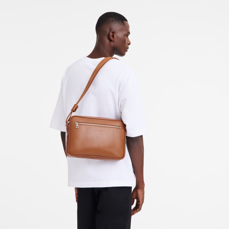 Longchamp Le Foulonné M Camera bag - Leather Caramel | 8654-ZNRYB