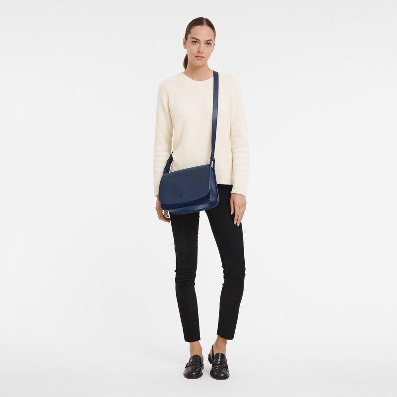 Longchamp Le Foulonné M Crossbody bag - Leather Lacivert | 3460-XGEPY