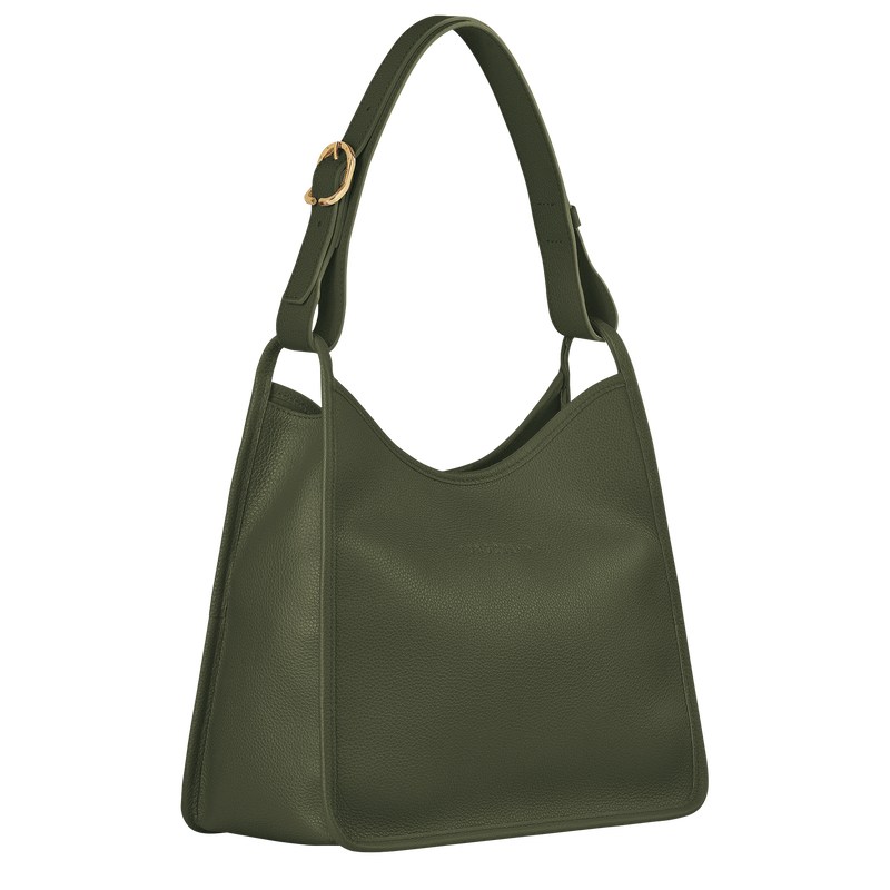 Longchamp Le Foulonné M Hobo bag - Leather Haki | 8217-RKLUZ