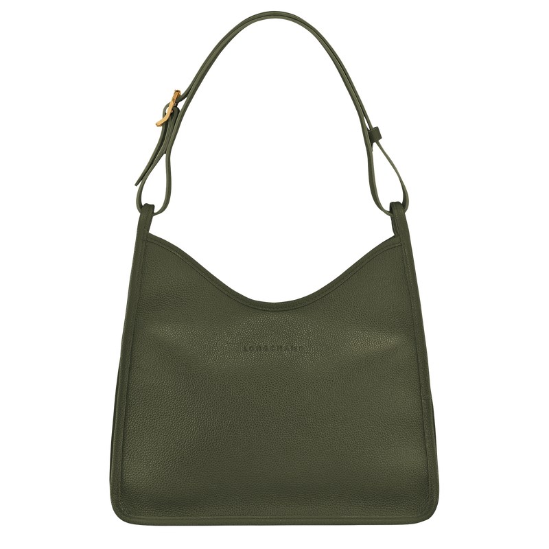 Longchamp Le Foulonné M Hobo bag - Leather Haki | 8217-RKLUZ