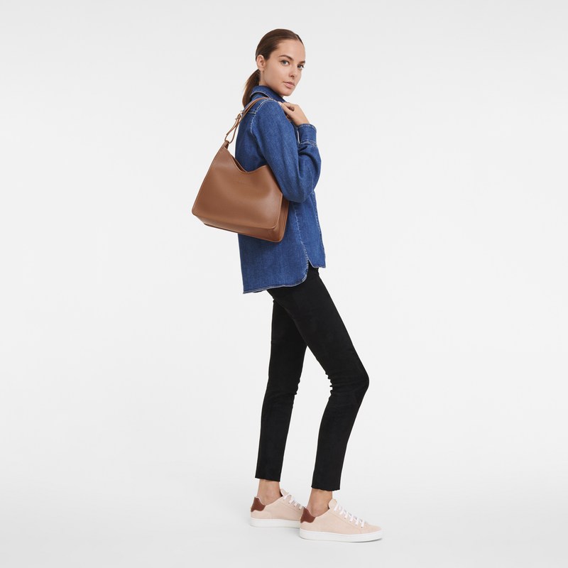 Longchamp Le Foulonné M Hobo bag - Leather Caramel | 3962-VNBIU