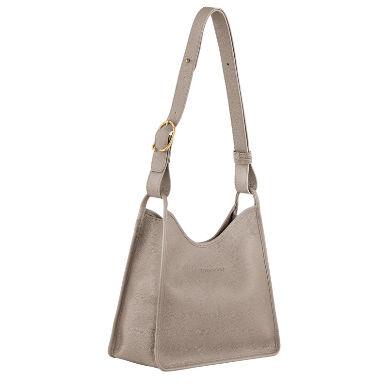 Longchamp Le Foulonné M Hobo bag - Leather Turtledove | 0453-GWJKA