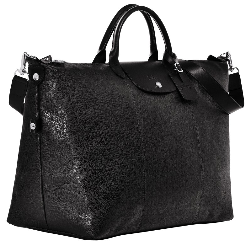 Longchamp Le Foulonné M Travel bag - Leather Siyah | 9678-BUDJX