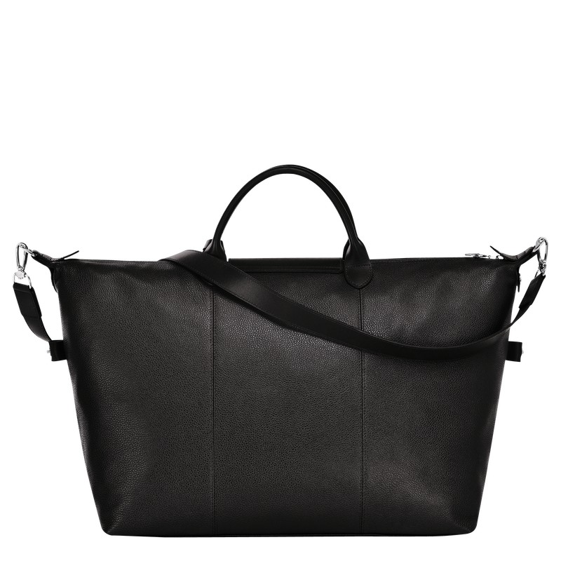 Longchamp Le Foulonné M Travel bag - Leather Siyah | 9678-BUDJX