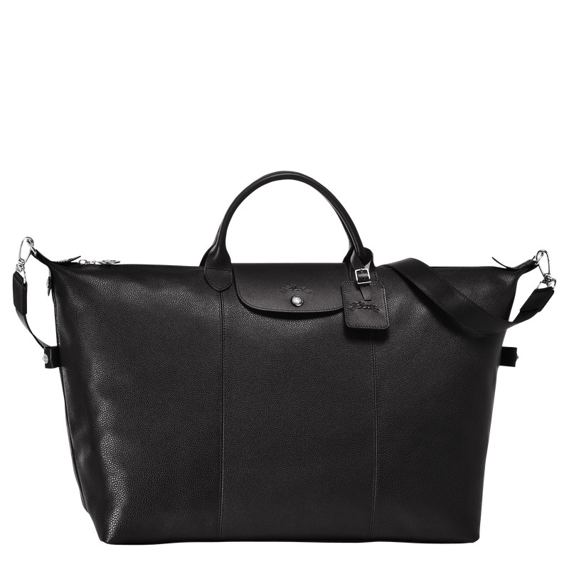 Longchamp Le Foulonné M Travel bag - Leather Siyah | 9678-BUDJX