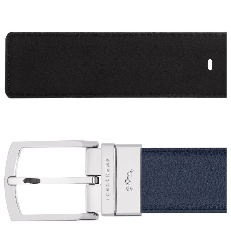 Longchamp Le Foulonné Men's belt - Leather Navy/Black | 4671-PGMSB