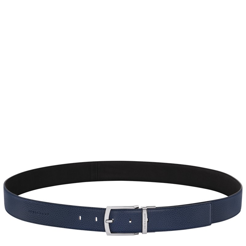 Longchamp Le Foulonné Men\'s belt - Leather Navy/Black | 4671-PGMSB