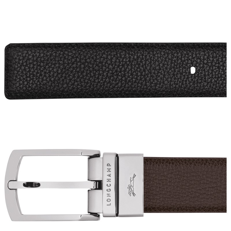 Longchamp Le Foulonné Men's belt - Leather Mocha/Black | 1372-IBLOT