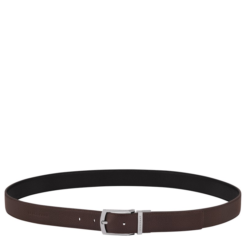 Longchamp Le Foulonné Men\'s belt - Leather Mocha/Black | 1372-IBLOT