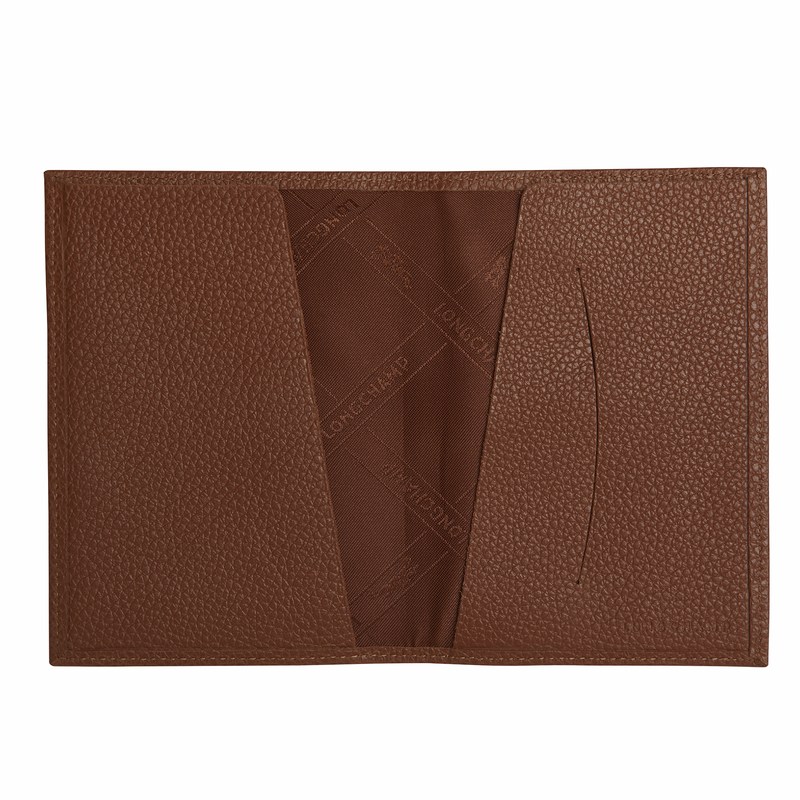 Longchamp Le Foulonné Passport cover - Leather Caramel | 1657-AHRSN