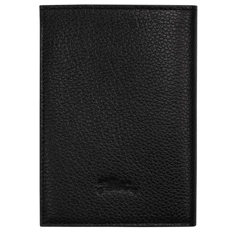 Longchamp Le Foulonné Passport cover - Leather Siyah | 7493-OITJH