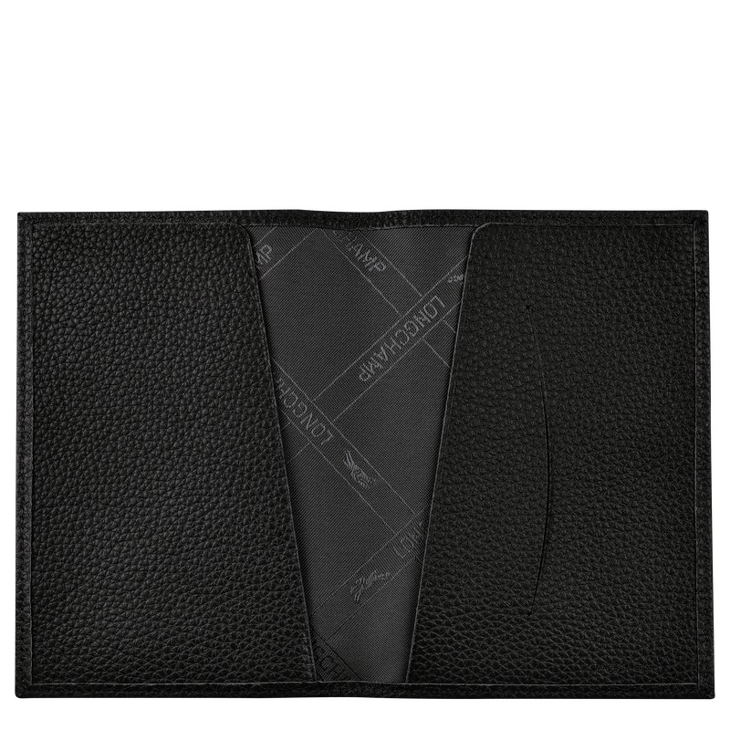 Longchamp Le Foulonné Passport cover - Leather Siyah | 7493-OITJH