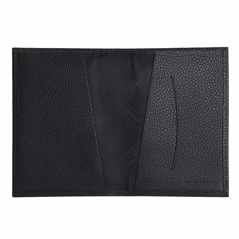 Longchamp Le Foulonné Passport cover - Leather Siyah | 7382-QDCHU