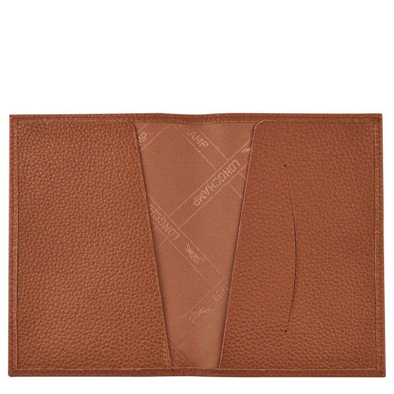 Longchamp Le Foulonné Passport cover - Leather Caramel | 0387-JRYTB