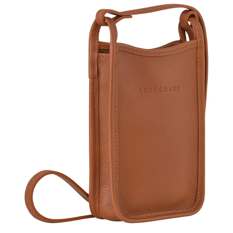 Longchamp Le Foulonné Phone case - Leather Caramel | 3174-SPYLG