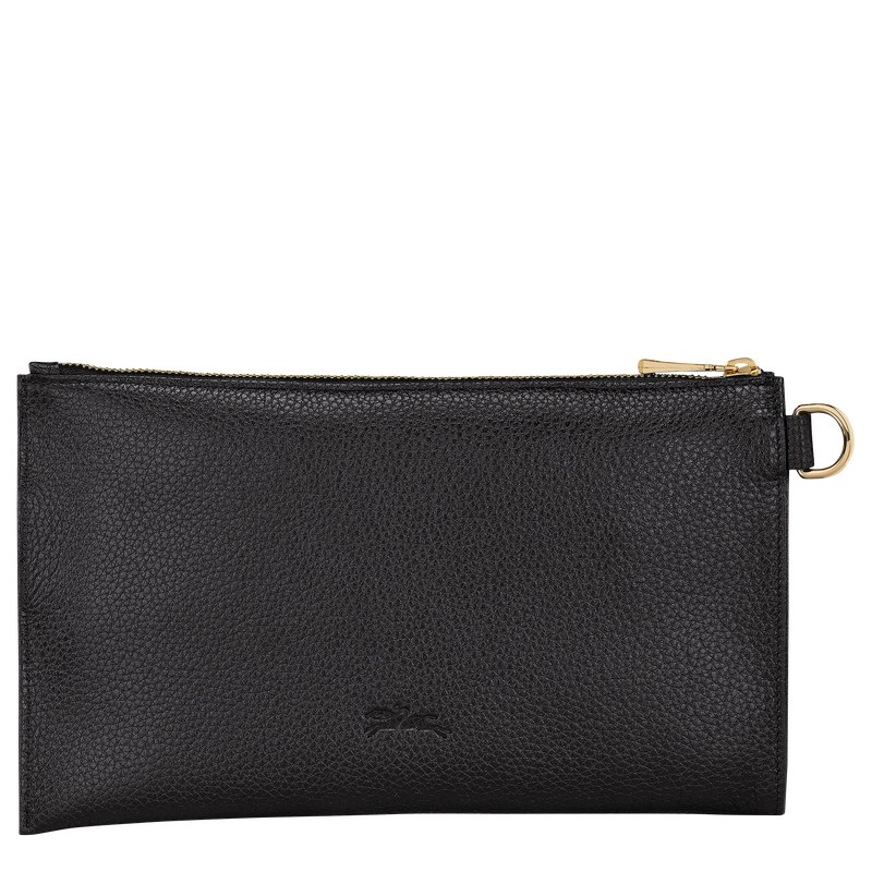 Longchamp Le Foulonné Pouch - Leather Siyah | 6914-DRESV