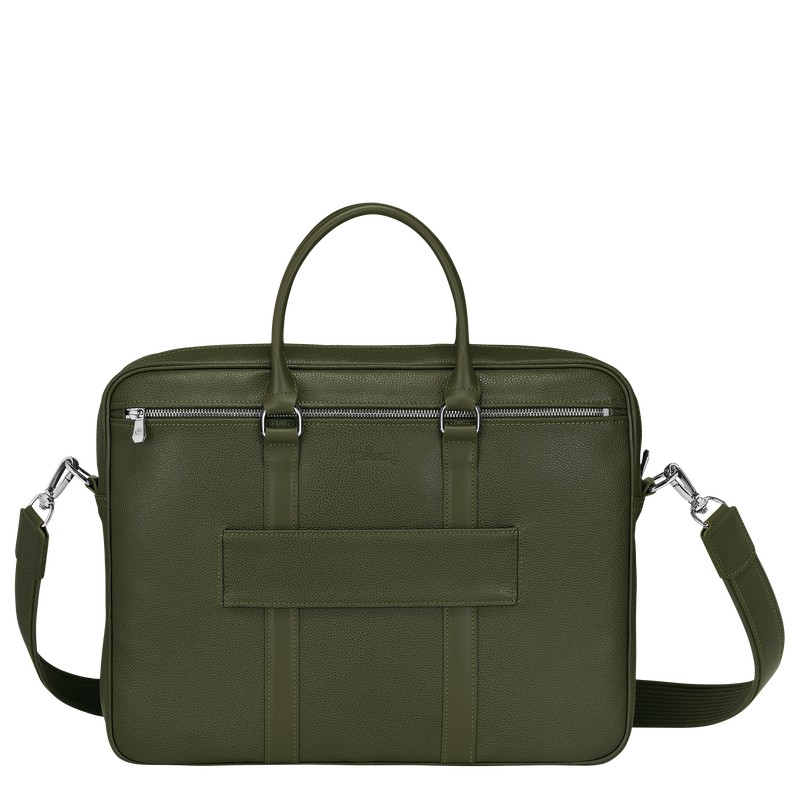 Longchamp Le Foulonné S Briefcase - Leather Haki | 3196-ZRTCD