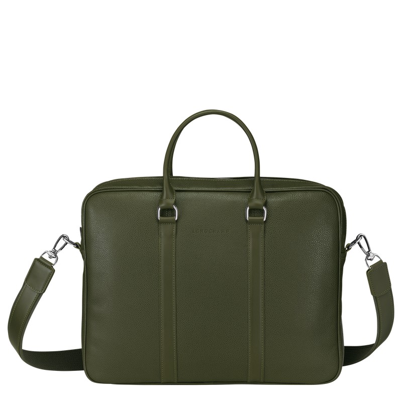 Longchamp Le Foulonné S Briefcase - Leather Haki | 3196-ZRTCD