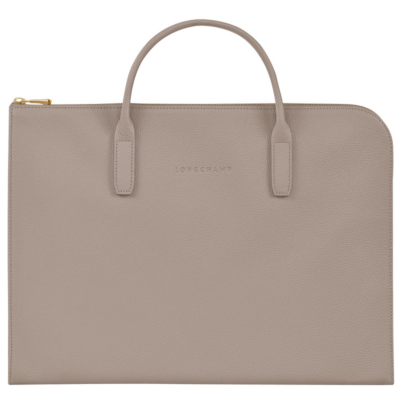 Longchamp Le Foulonné S Briefcase - Leather Turtledove | 5297-PZGSF