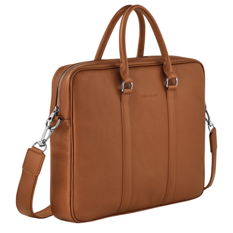 Longchamp Le Foulonné S Briefcase - Leather Caramel | 4982-PWGLJ