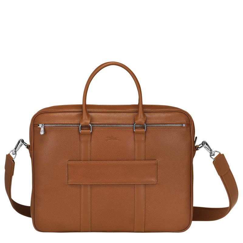 Longchamp Le Foulonné S Briefcase - Leather Caramel | 4982-PWGLJ