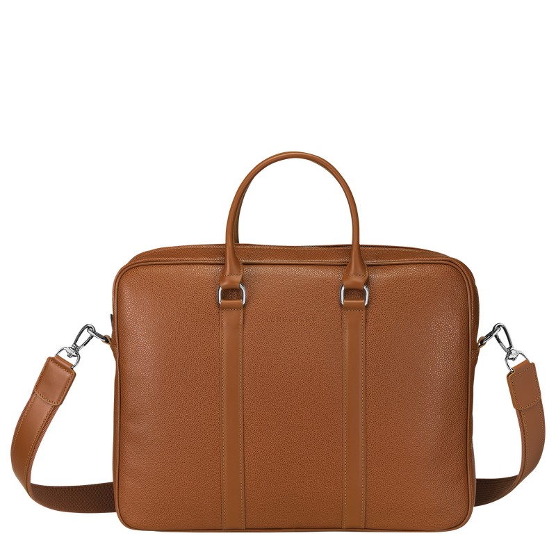 Longchamp Le Foulonné S Briefcase - Leather Caramel | 4982-PWGLJ