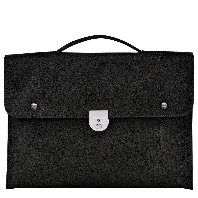 Longchamp Le Foulonné S Briefcase - Leather Siyah | 3658-OBDJZ