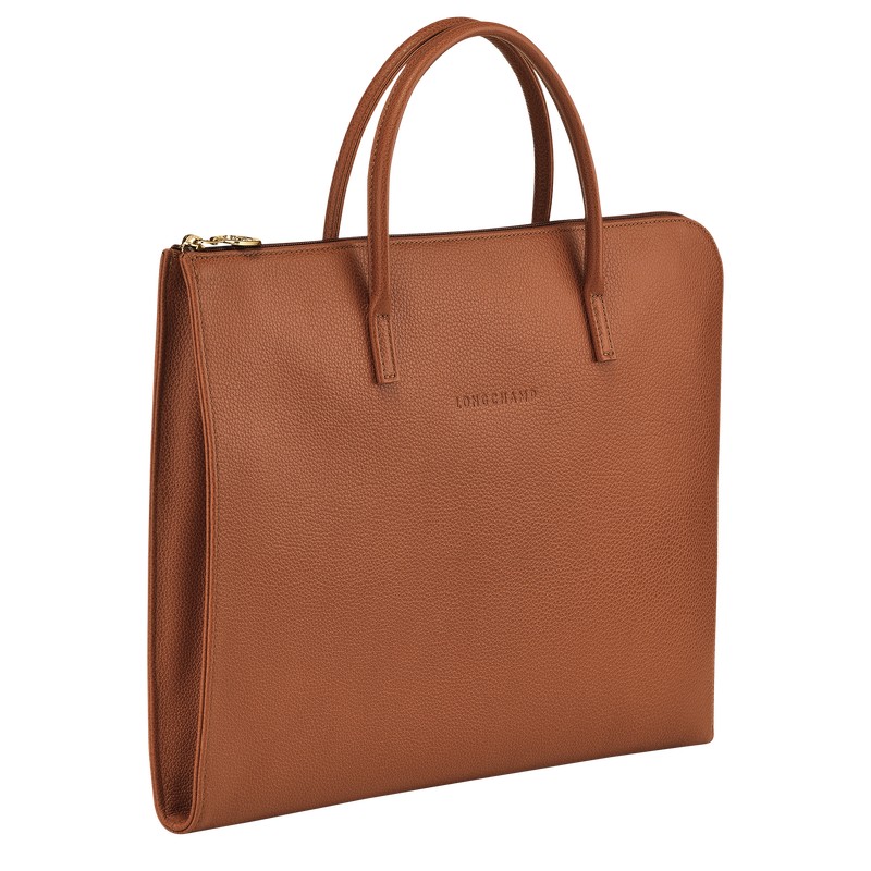 Longchamp Le Foulonné S Briefcase - Leather Caramel | 5840-QXFPW