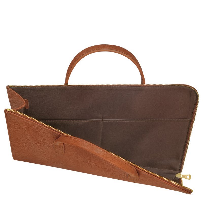 Longchamp Le Foulonné S Briefcase - Leather Caramel | 5840-QXFPW