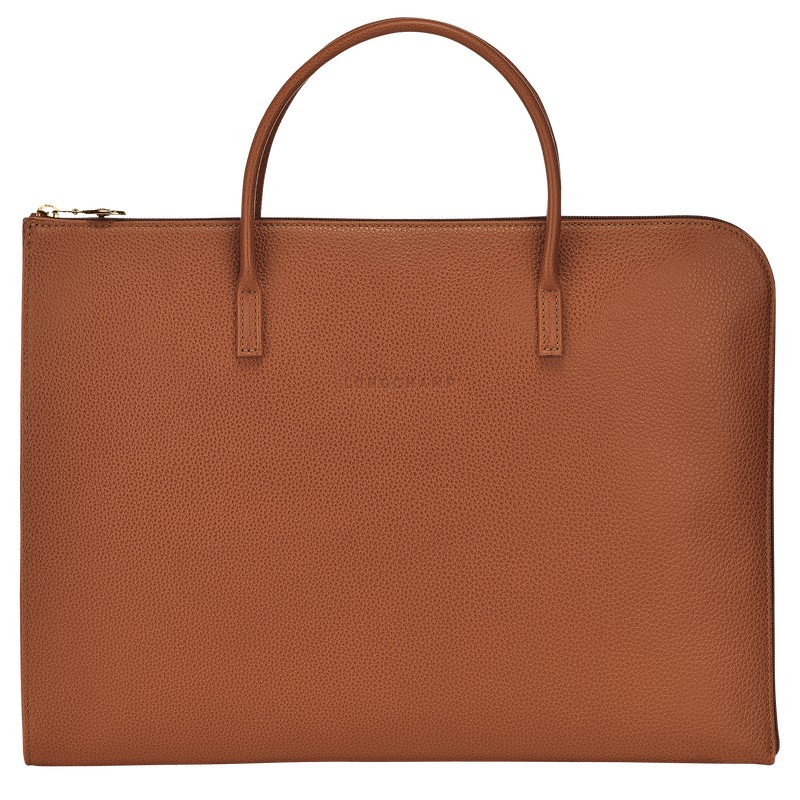 Longchamp Le Foulonné S Briefcase - Leather Caramel | 5840-QXFPW