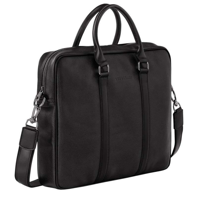 Longchamp Le Foulonné S Briefcase - Leather Siyah | 4390-JIVAK