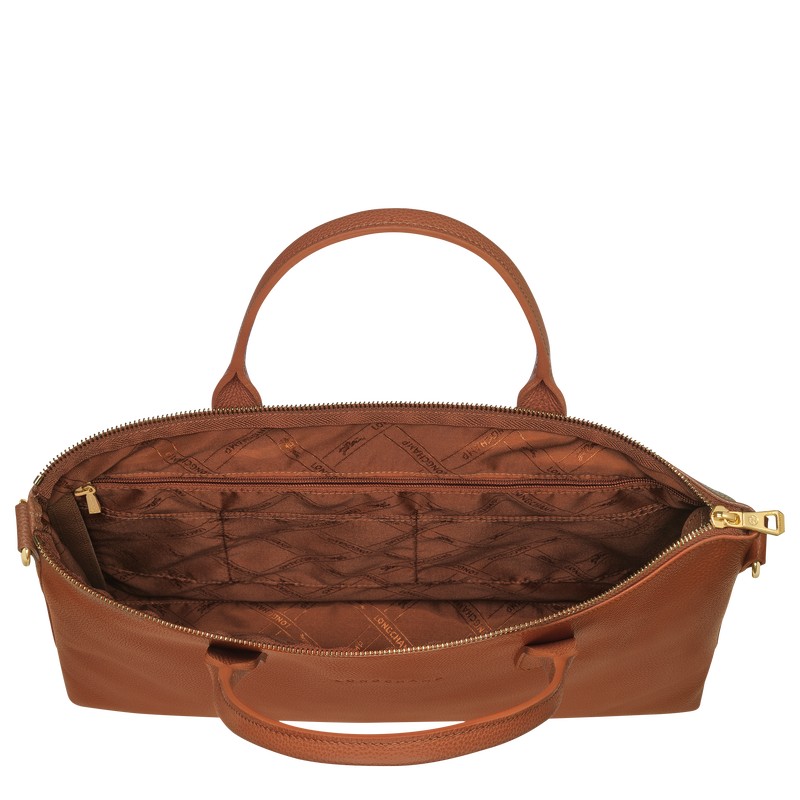 Longchamp Le Foulonné S Briefcase - Leather Caramel | 6085-CFPEB