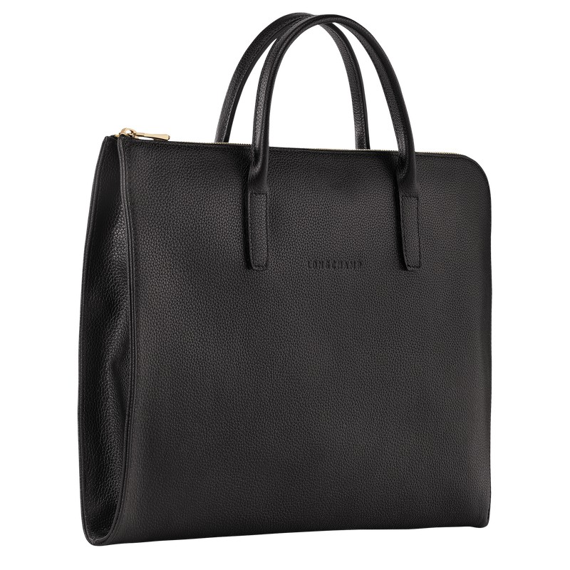 Longchamp Le Foulonné S Briefcase - Leather Siyah | 1904-GHZOU