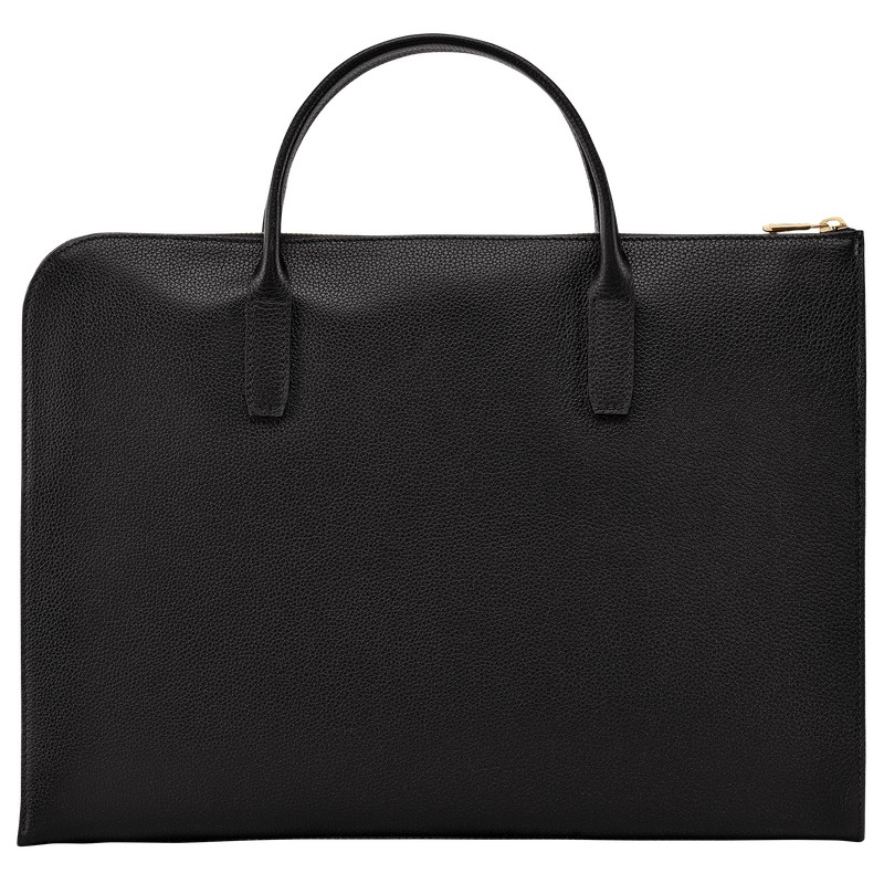 Longchamp Le Foulonné S Briefcase - Leather Siyah | 1904-GHZOU